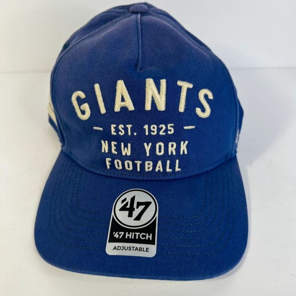 '47 Brand New York Giants Football Hitch Snapback Hat Blue Adjustable Cap